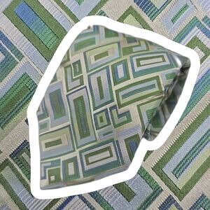 The Big Knot Steven Land Long Tie Mens Blue Green Jacquard Geometric 61.8" Silk